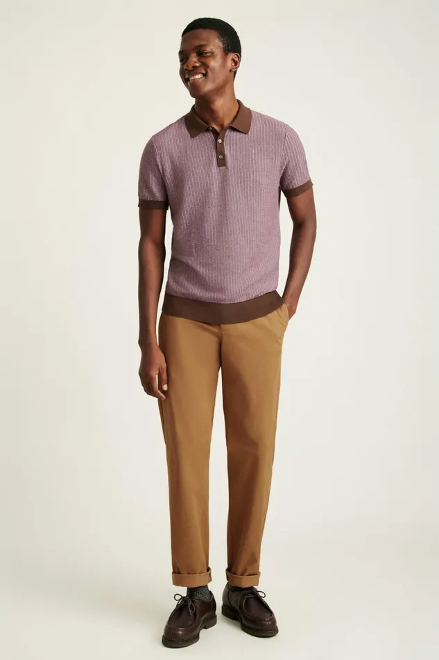 Men Seasonal Sweaters Bonobos Hudson Sweater Polo Berry Two Tone Cotton