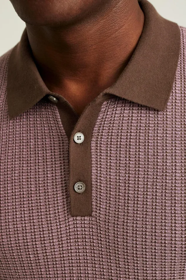 Men Seasonal Sweaters Bonobos Hudson Sweater Polo Berry Two Tone Cotton