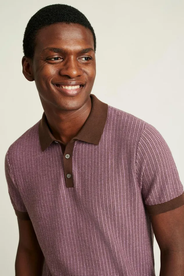 Men Seasonal Sweaters Bonobos Hudson Sweater Polo Berry Two Tone Cotton