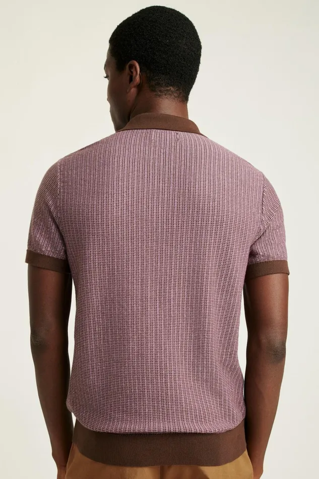Men Seasonal Sweaters Bonobos Hudson Sweater Polo Berry Two Tone Cotton