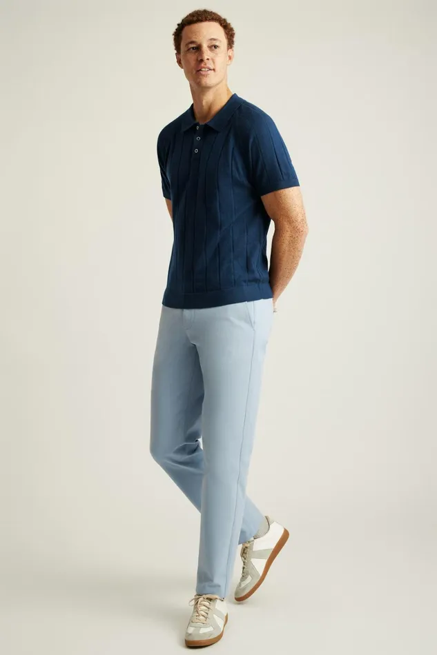 Men Seasonal Sweaters Bonobos Hudson Sweater Polo Blue Merino Raglan
