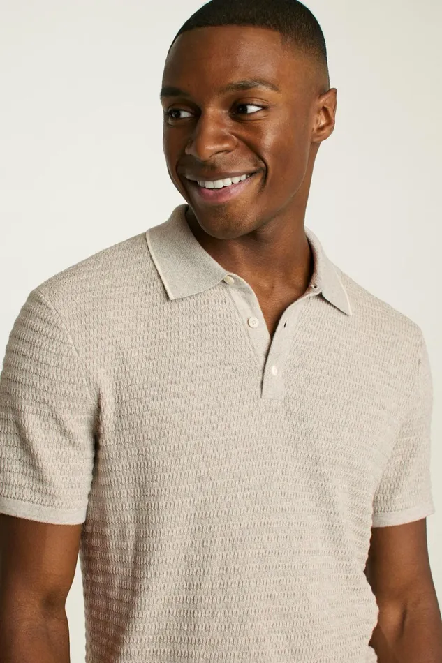 Men Seasonal Sweaters Bonobos Hudson Sweater Polo Gray Cotton Cashmere Stripe
