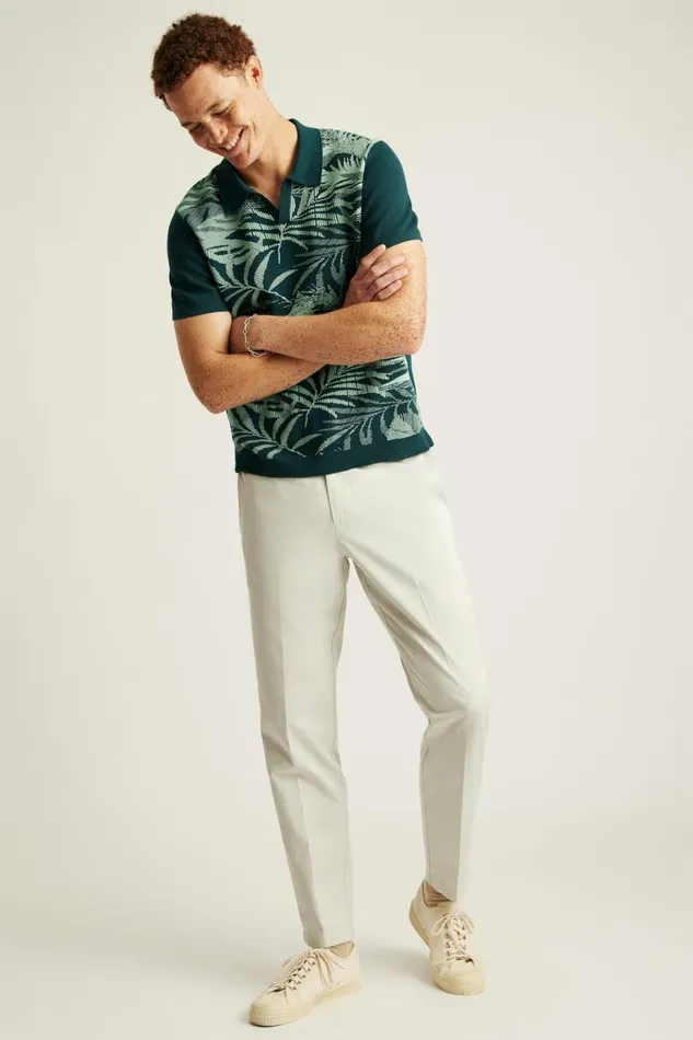 Men Seasonal Sweaters Bonobos Hudson Sweater Polo Moss Botanical Cotton