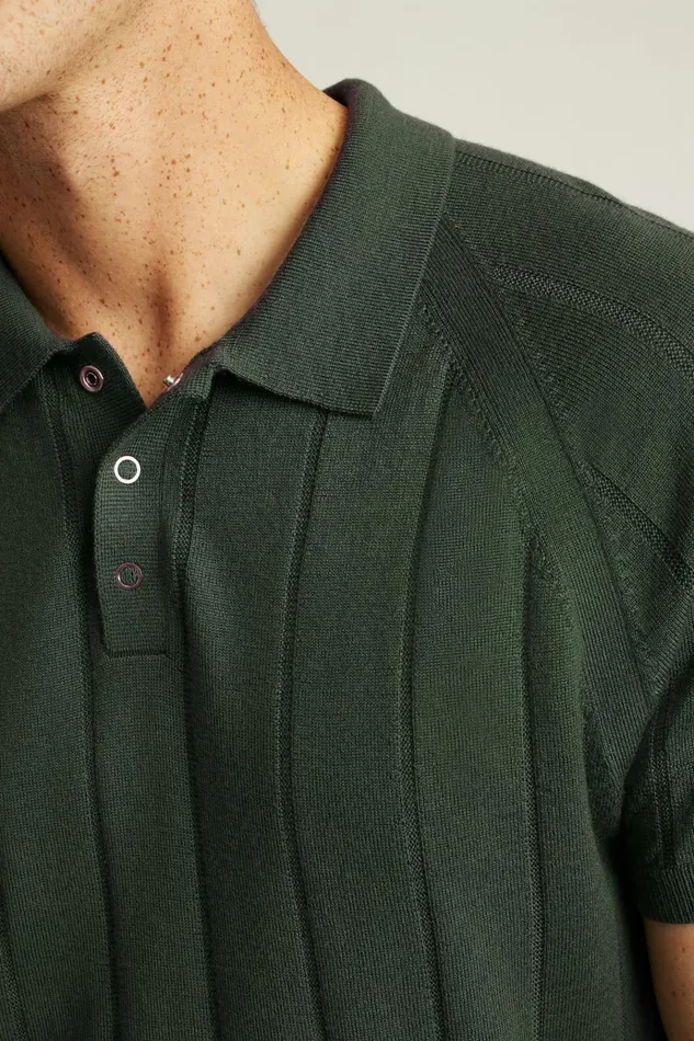 Men Seasonal Sweaters Bonobos Hudson Sweater Polo Olive Merino Raglan