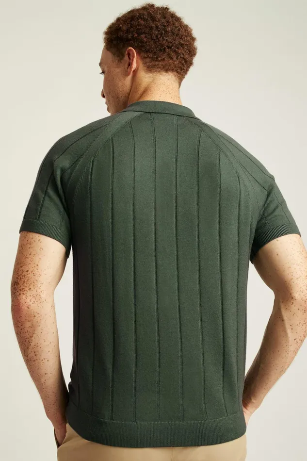 Men Seasonal Sweaters Bonobos Hudson Sweater Polo Olive Merino Raglan