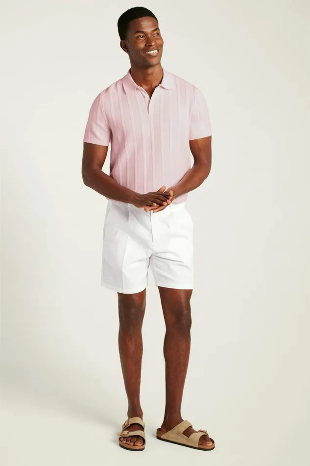 Men Seasonal Sweaters Bonobos Hudson Sweater Polo Pink Cotton Honeycomb