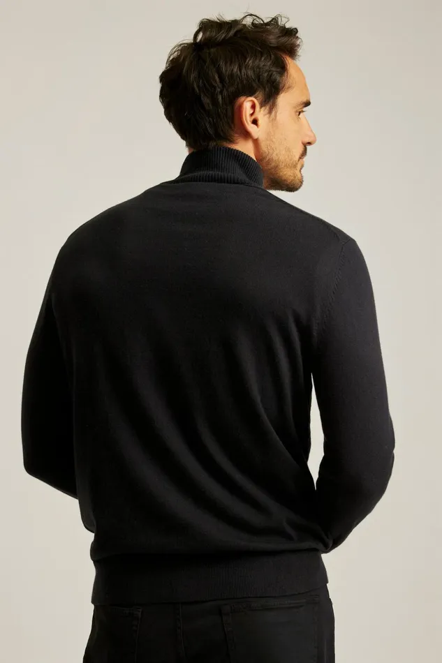 Men Seasonal Sweaters Bonobos Washable Cotton Cashmere HalfZip Black