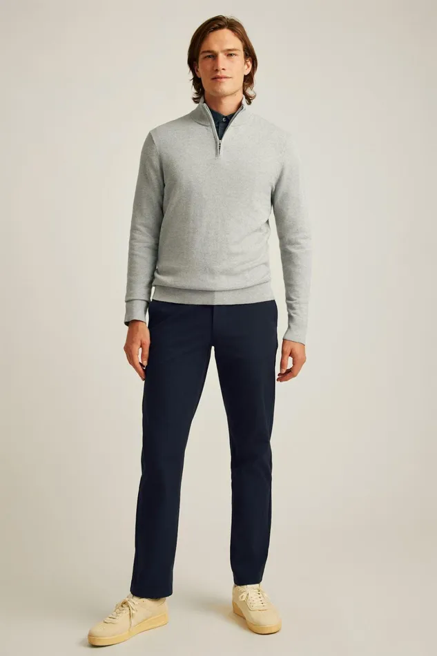 Men Seasonal Sweaters Bonobos Washable Cotton Cashmere HalfZip Fog Grey