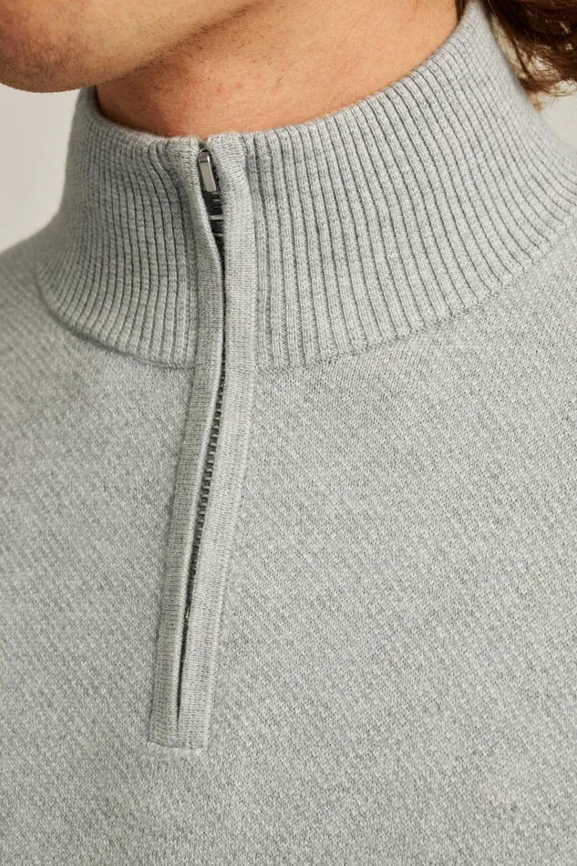Men Seasonal Sweaters Bonobos Washable Cotton Cashmere HalfZip Fog Grey