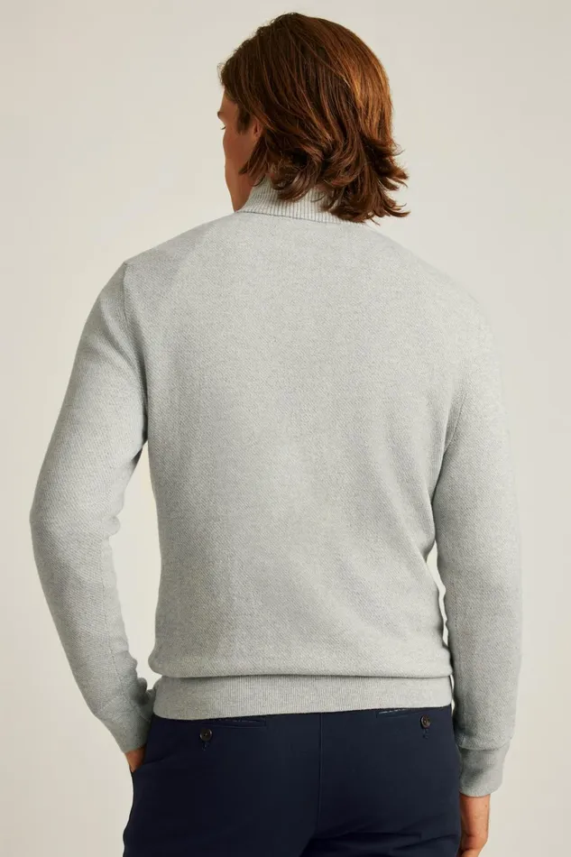 Men Seasonal Sweaters Bonobos Washable Cotton Cashmere HalfZip Fog Grey