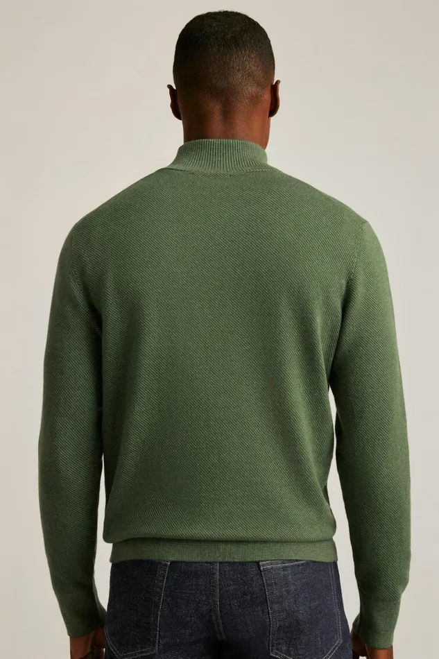 Men Seasonal Sweaters Bonobos Washable Cotton Cashmere HalfZip Forest Green