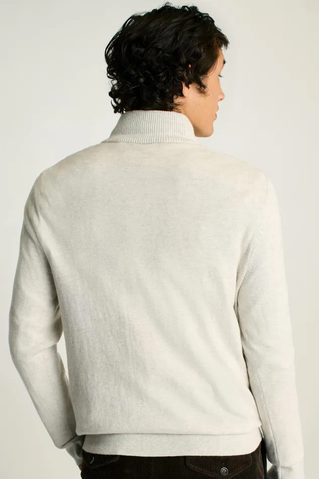 Men Seasonal Sweaters Bonobos Washable Cotton Cashmere HalfZip Light Grey