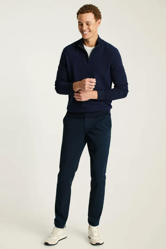 Men Seasonal Sweaters Bonobos Washable Cotton Cashmere HalfZip Navy Blue