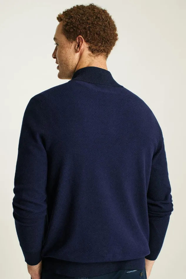 Men Seasonal Sweaters Bonobos Washable Cotton Cashmere HalfZip Navy Blue