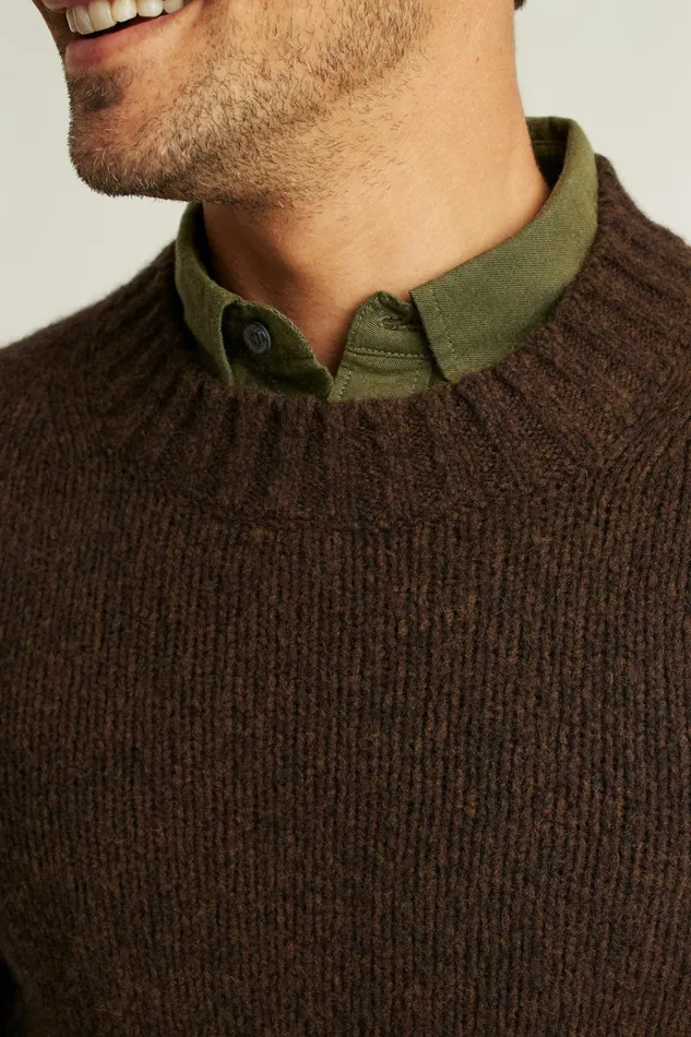Men Seasonal Sweaters Bonobos Wool Alpaca Crew Neck Sweater Firewood Brown