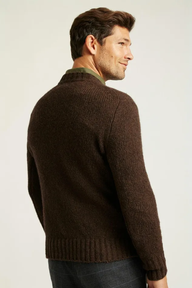 Men Seasonal Sweaters Bonobos Wool Alpaca Crew Neck Sweater Firewood Brown