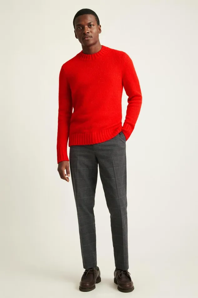 Men Seasonal Sweaters Bonobos Wool Alpaca Crew Neck Sweater Flaming Red