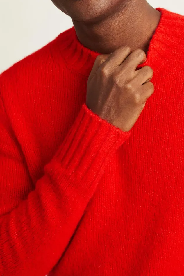 Men Seasonal Sweaters Bonobos Wool Alpaca Crew Neck Sweater Flaming Red