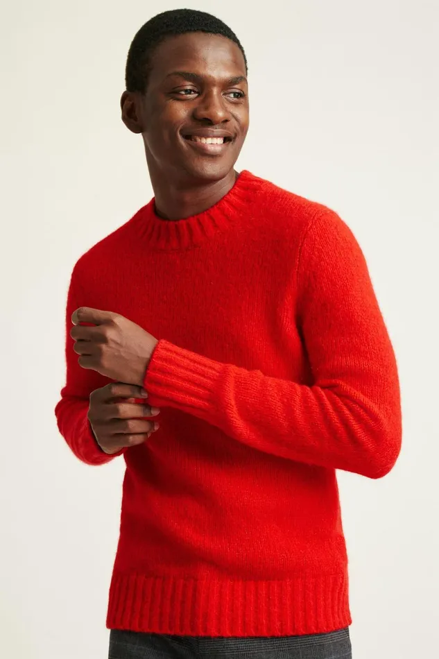 Men Seasonal Sweaters Bonobos Wool Alpaca Crew Neck Sweater Flaming Red