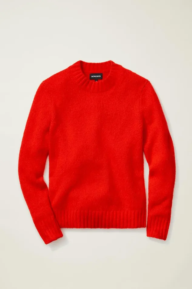 Men Seasonal Sweaters Bonobos Wool Alpaca Crew Neck Sweater Flaming Red