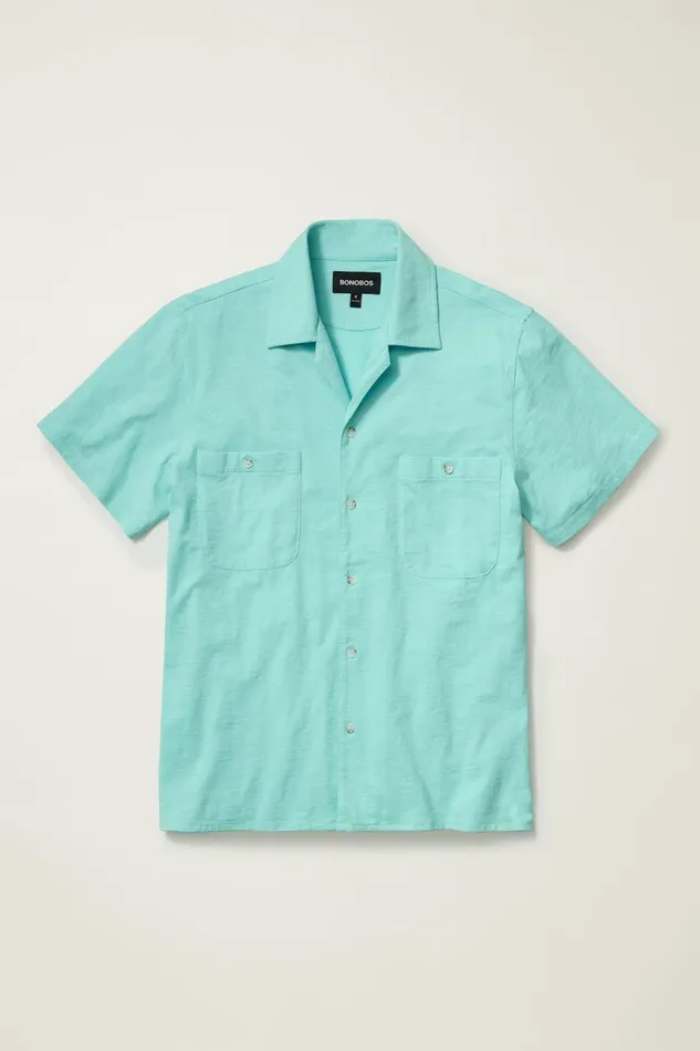 Men Short Sleeve Shirts Bonobos Garment Dyed Shirt Big Sky
