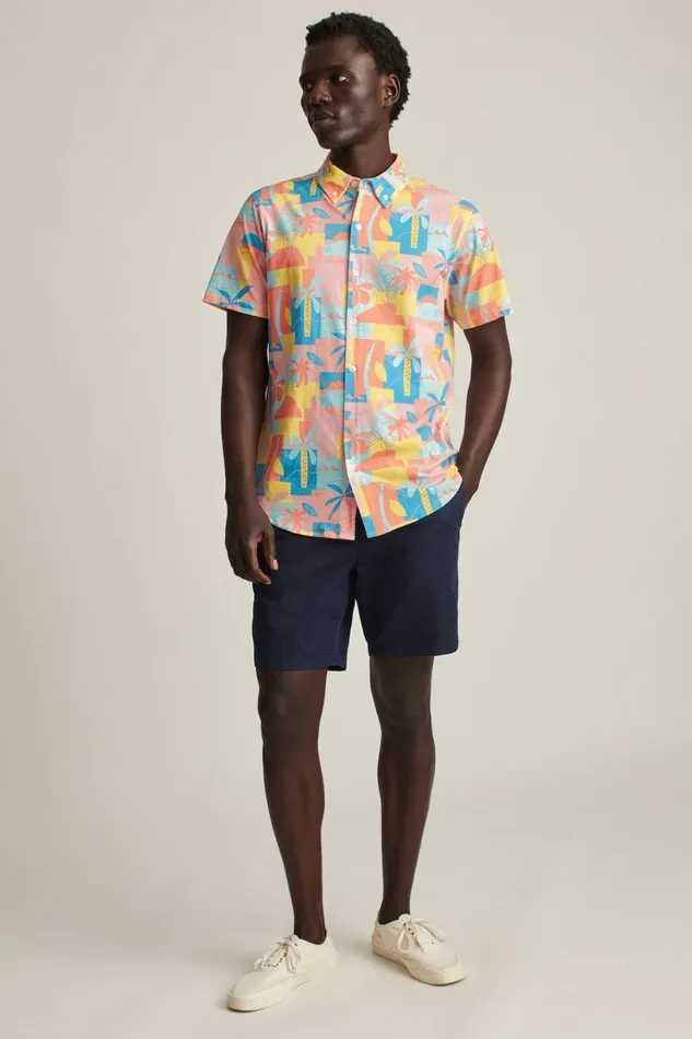 Men Short Sleeve Shirts Bonobos Jersey Riviera Shirt Island Time