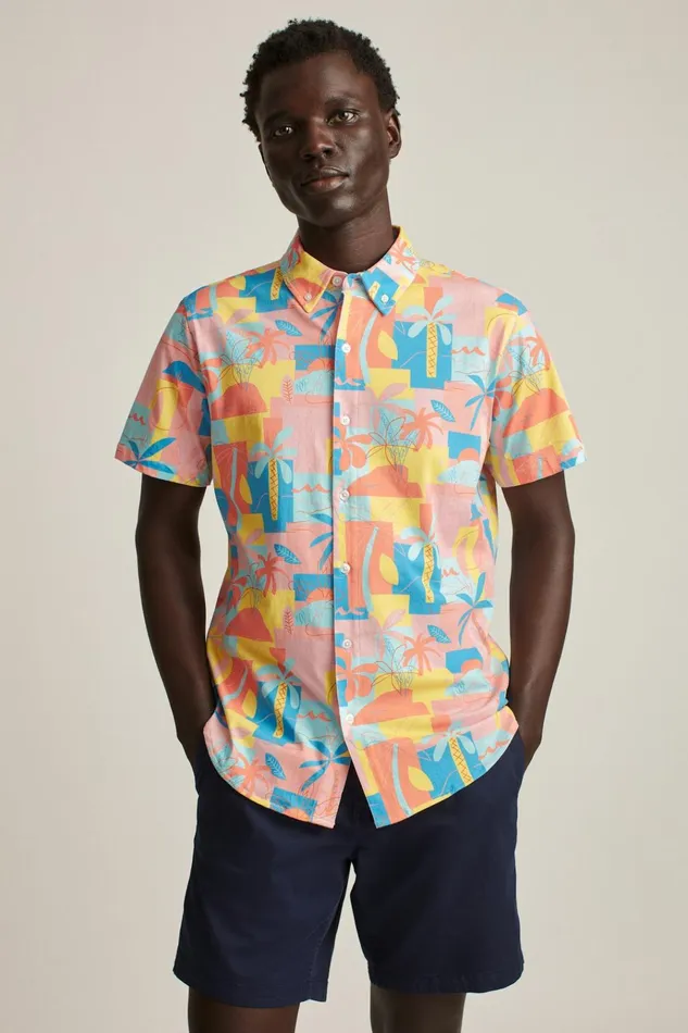 Men Short Sleeve Shirts Bonobos Jersey Riviera Shirt Island Time