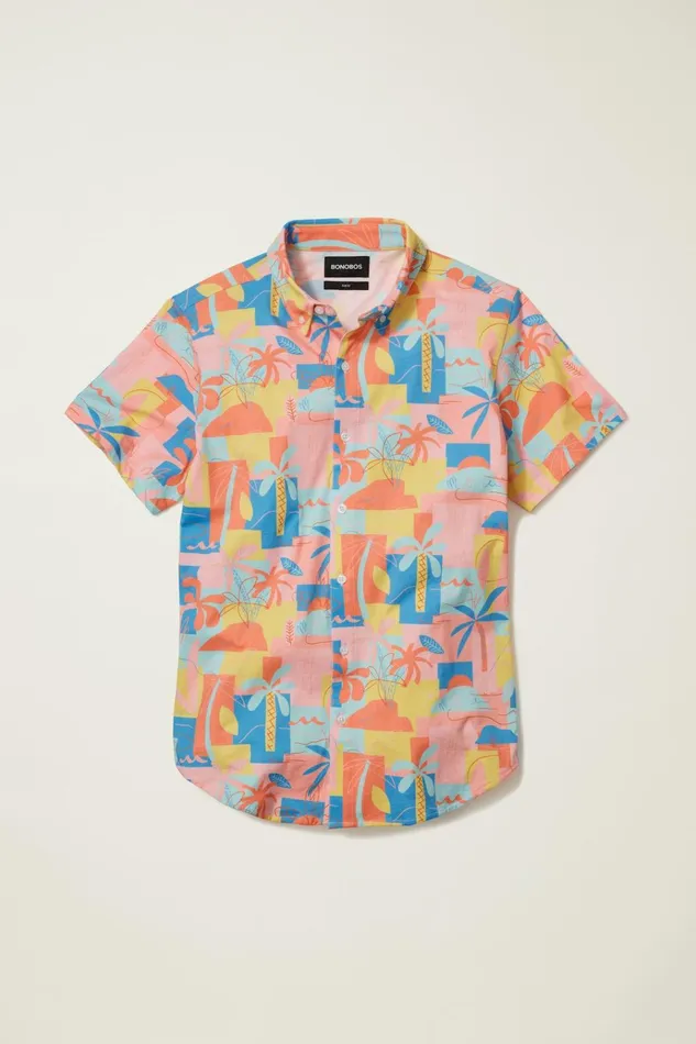 Men Short Sleeve Shirts Bonobos Jersey Riviera Shirt Island Time
