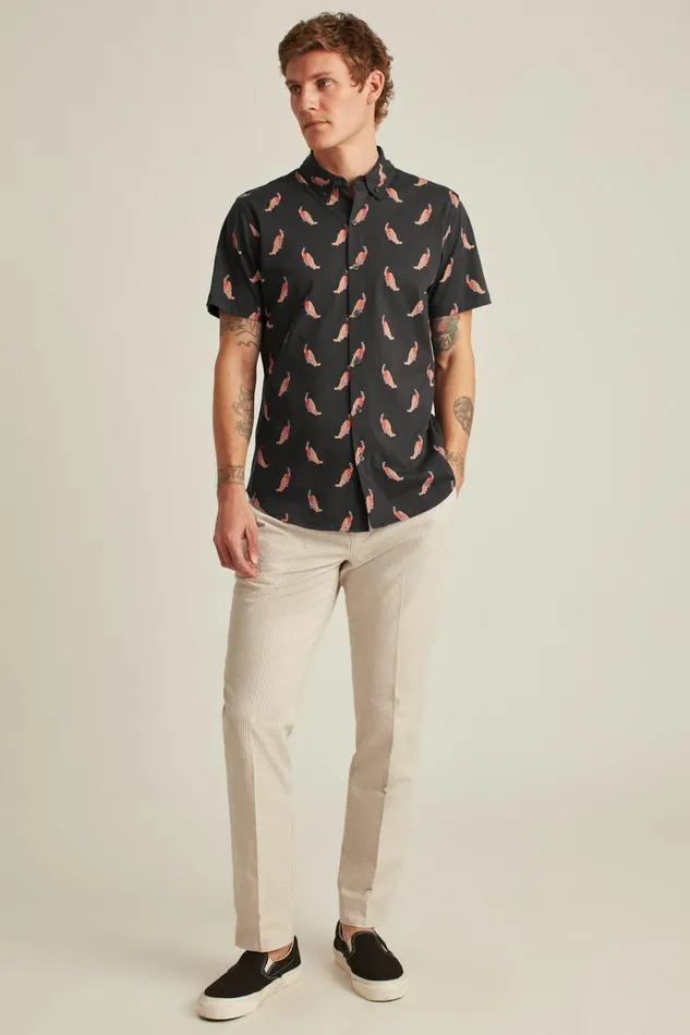Men Short Sleeve Shirts Bonobos Jersey Riviera Shirt Peacock A Doodles