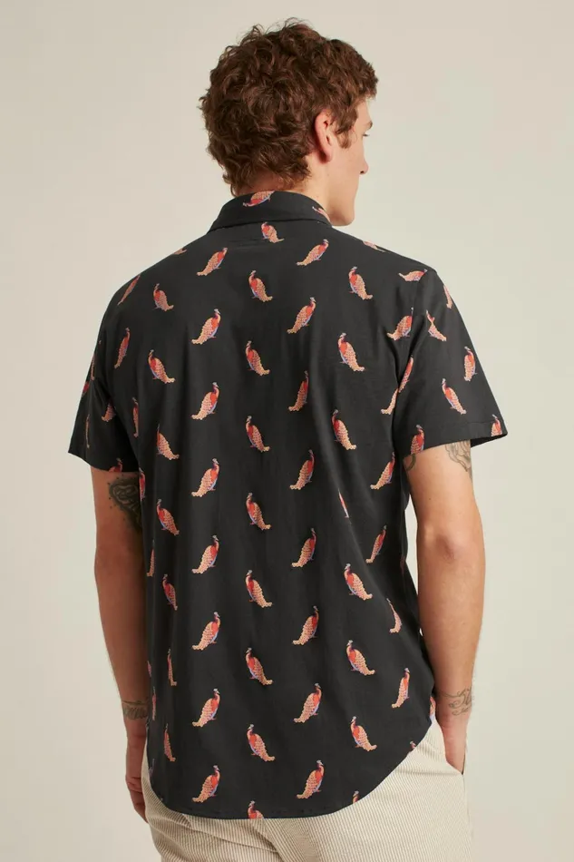 Men Short Sleeve Shirts Bonobos Jersey Riviera Shirt Peacock A Doodles