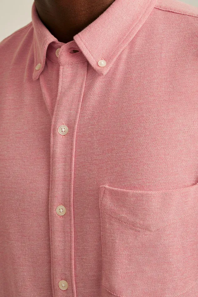 Men Short Sleeve Shirts Bonobos Knit Oxford Short Sleeve Shirt Spiced Coral