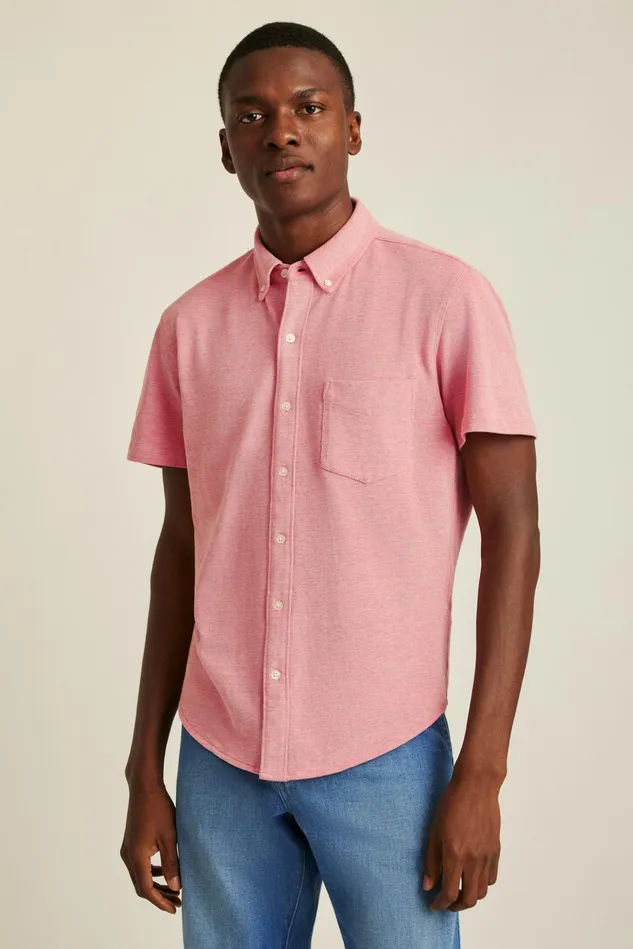Men Short Sleeve Shirts Bonobos Knit Oxford Short Sleeve Shirt Spiced Coral