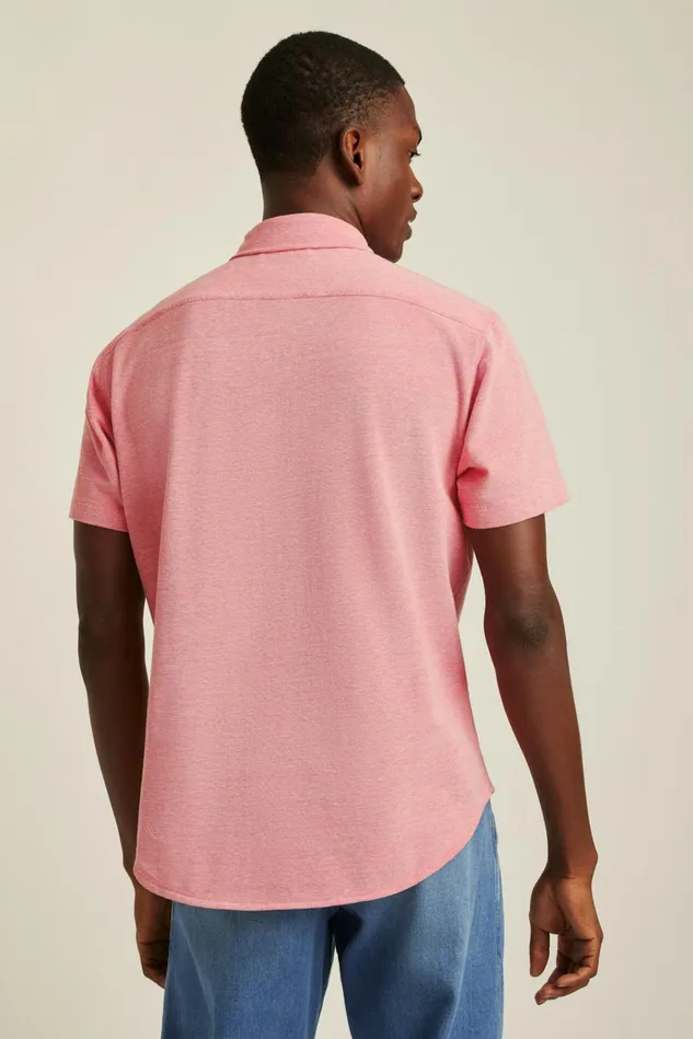 Men Short Sleeve Shirts Bonobos Knit Oxford Short Sleeve Shirt Spiced Coral