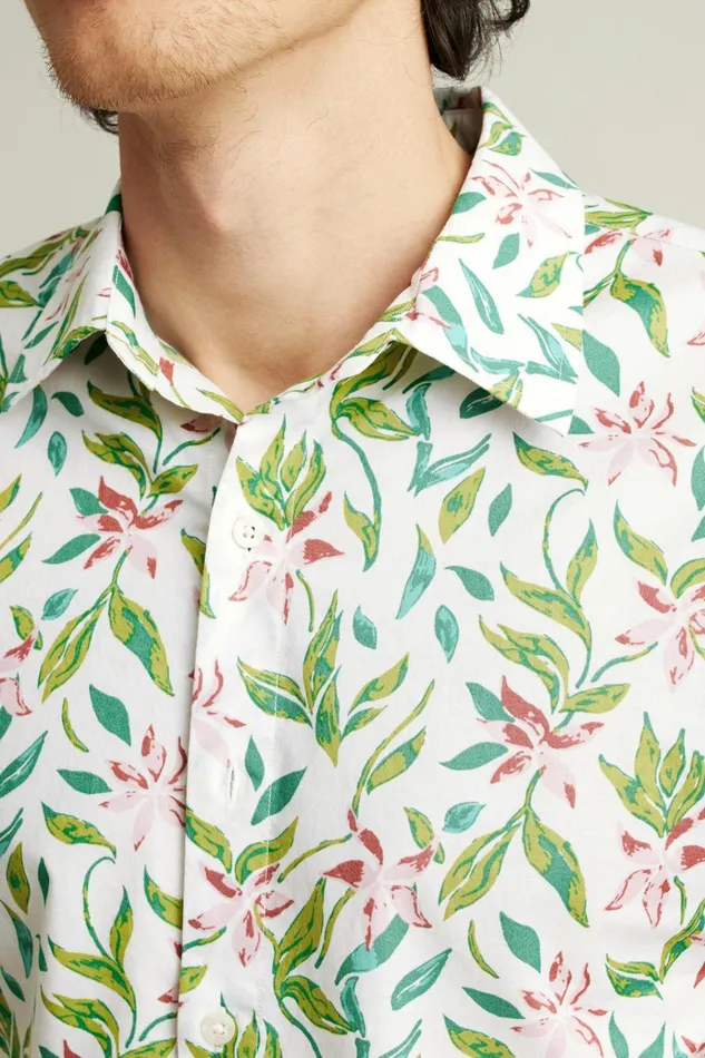 Men Short Sleeve Shirts Bonobos Riviera Short Sleeve Shirt Olive Rose Garden