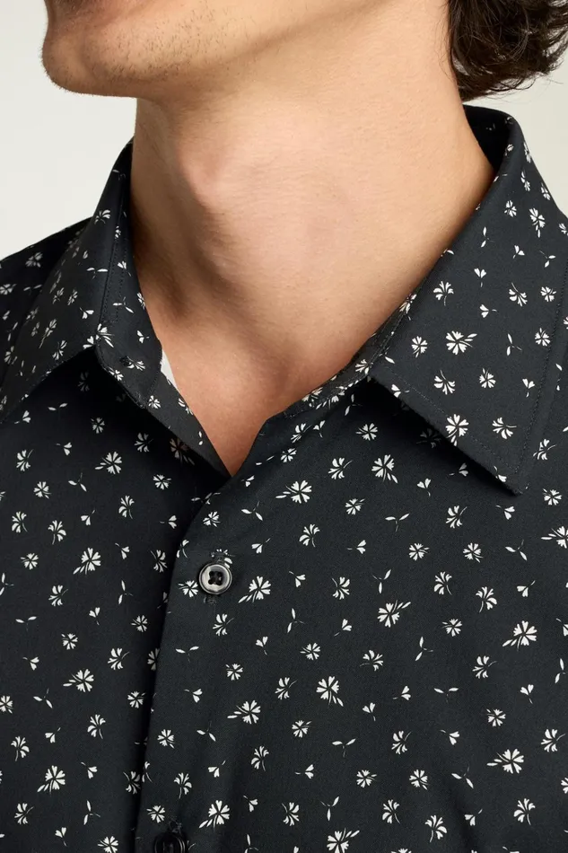 Men Short Sleeve Shirts Bonobos Tech Short Sleeve Shirt Black Sea Floral