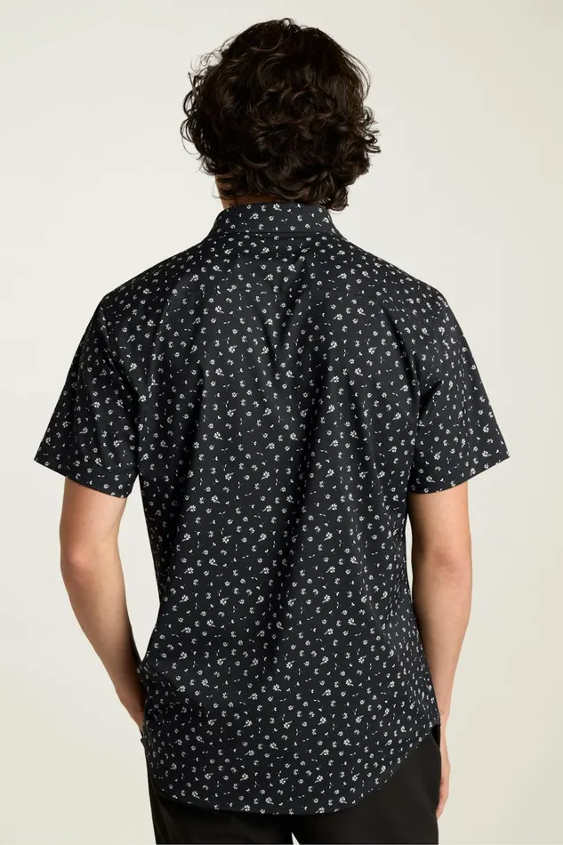 Men Short Sleeve Shirts Bonobos Tech Short Sleeve Shirt Black Sea Floral