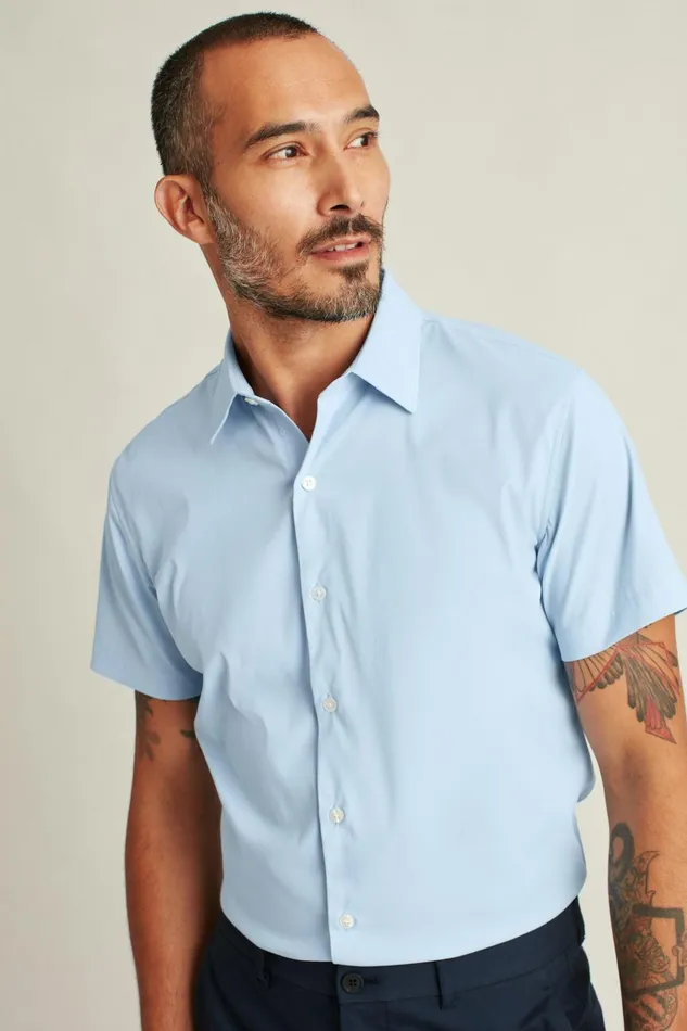 Men Short Sleeve Shirts Bonobos Tech Short Sleeve Shirt Blue