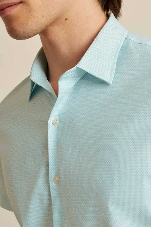 Men Short Sleeve Shirts Bonobos Tech Short Sleeve Shirt Blue Astor Geo