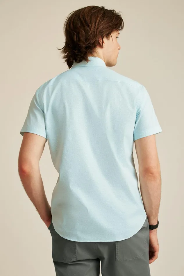 Men Short Sleeve Shirts Bonobos Tech Short Sleeve Shirt Blue Astor Geo