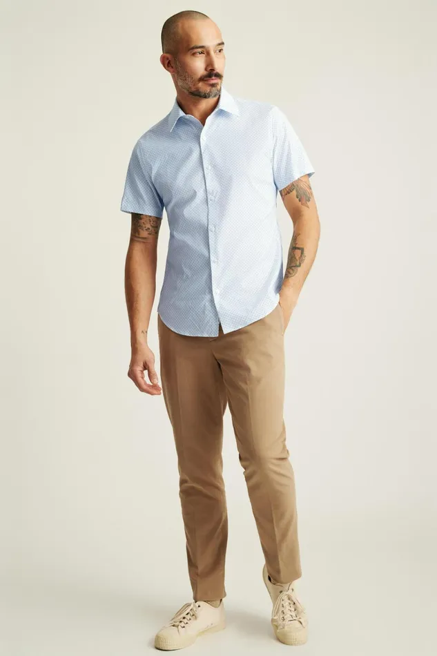 Men Short Sleeve Shirts Bonobos Tech Short Sleeve Shirt Blue Prism Geo