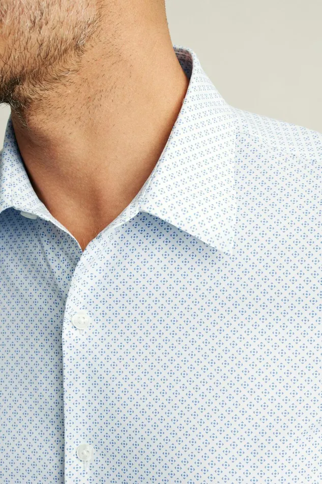 Men Short Sleeve Shirts Bonobos Tech Short Sleeve Shirt Blue Prism Geo