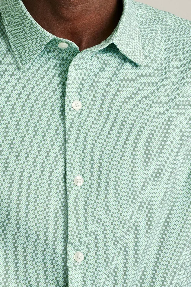 Men Short Sleeve Shirts Bonobos Tech Short Sleeve Shirt Ivy Green Woodlake Geo