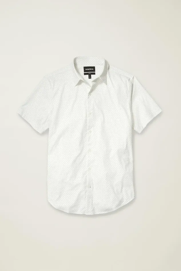 Men Short Sleeve Shirts Bonobos Tech Short Sleeve Shirt Lavender Twilight Geo