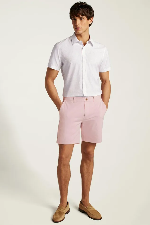Men Short Sleeve Shirts Bonobos Tech Short Sleeve Shirt Lilac Gomez Geo