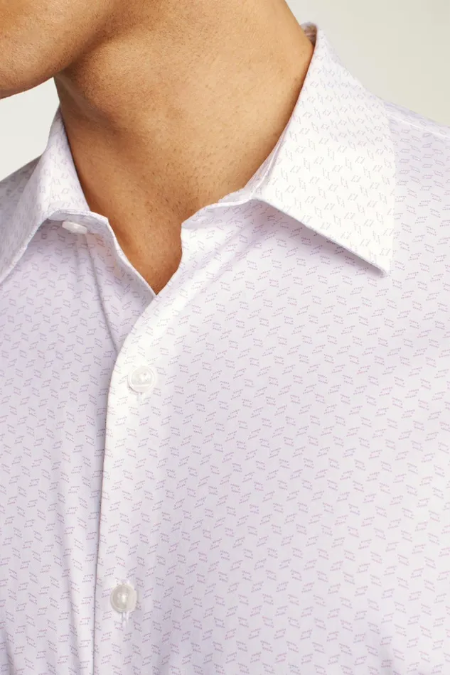 Men Short Sleeve Shirts Bonobos Tech Short Sleeve Shirt Lilac Gomez Geo