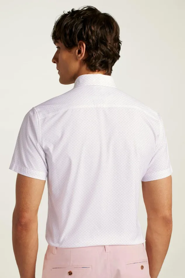 Men Short Sleeve Shirts Bonobos Tech Short Sleeve Shirt Lilac Gomez Geo