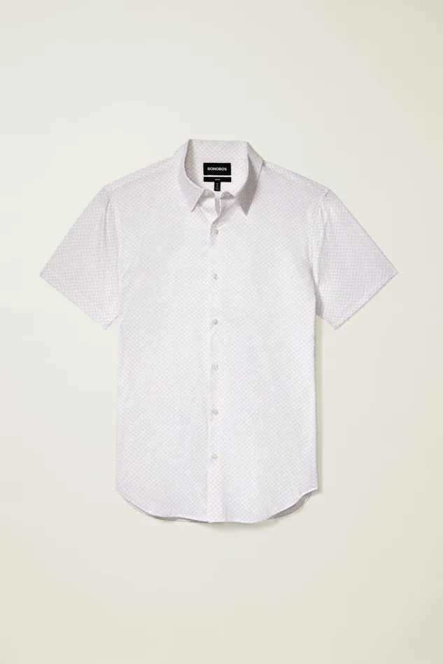 Men Short Sleeve Shirts Bonobos Tech Short Sleeve Shirt Lilac Gomez Geo
