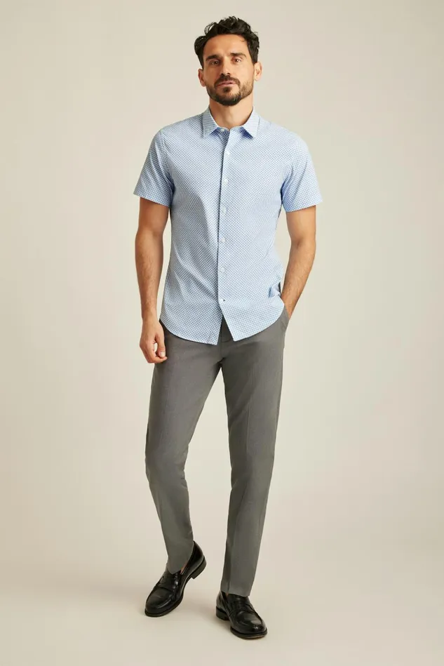 Men Short Sleeve Shirts Bonobos Tech Short Sleeve Shirt Muted Cerulean Blue Geo Men Short Sleeve Shirts Bonobos Tech Short Sleeve Shirt Muted Cerulean Blue Geo
