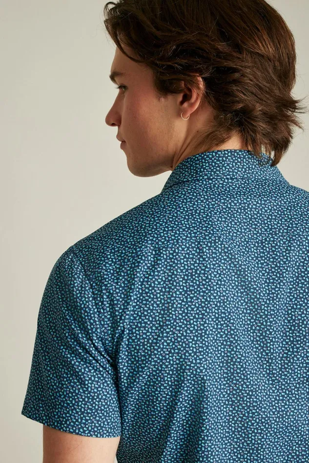 Men Short Sleeve Shirts Bonobos Tech Short Sleeve Shirt Navy Carbonation