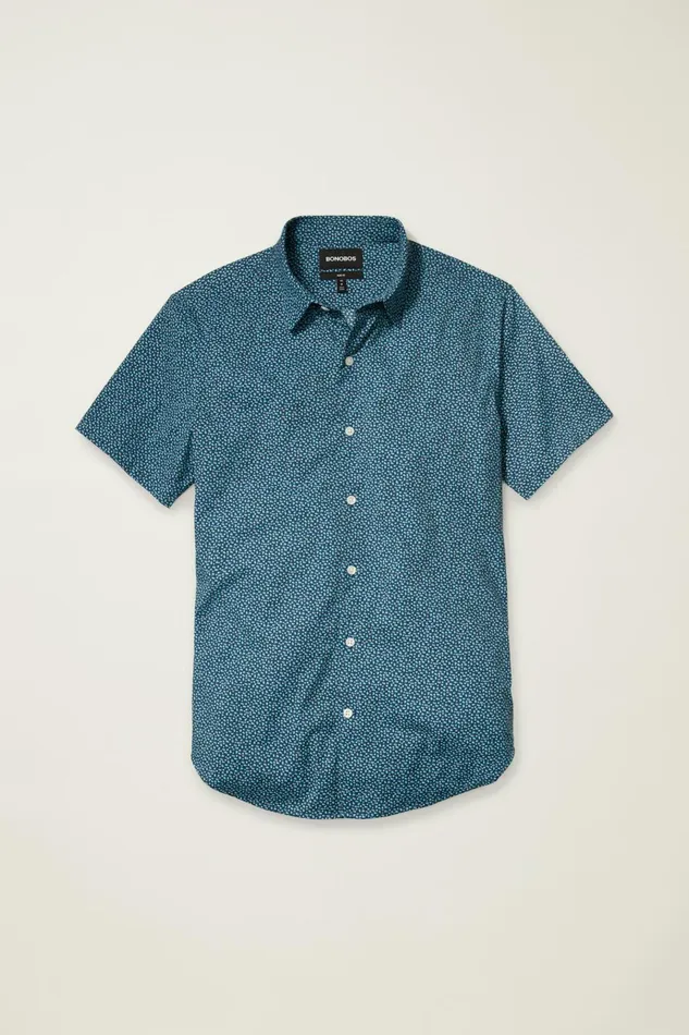 Men Short Sleeve Shirts Bonobos Tech Short Sleeve Shirt Navy Carbonation